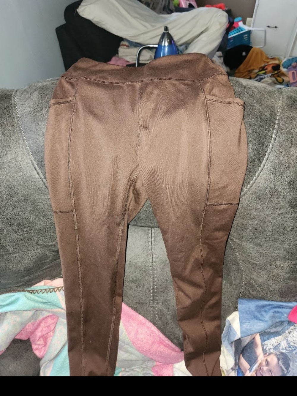 SO Brown Kids Leggings with Panel Stitching